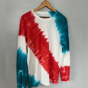 NEW Edgar + Ash tie-dye Long Sleeve Shirt Res Blue White Small